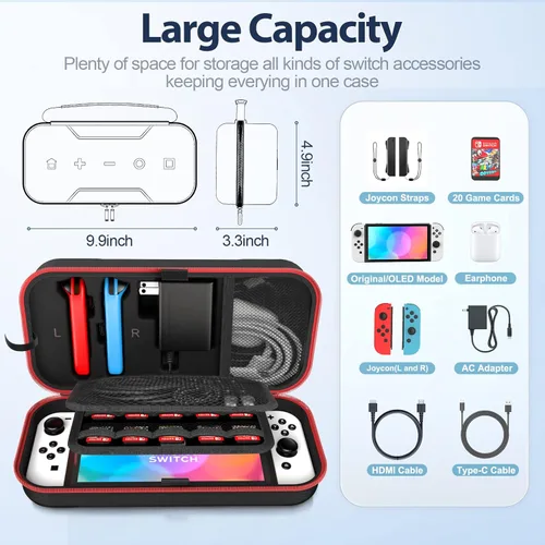 Vista 3 de Switch OLED - Funda de transporte compatible con Nintendo SwitchOLED funda de transporte portátil para interruptor compatible con Joy-Con