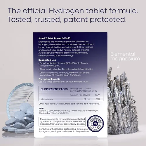 Vista 2 de Pestañas de agua molecular de hidrógeno – 12 comprimidos de hidrógeno y magnesio para agua potable – Antioxidantes, apoya la salud celular