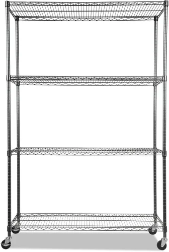 Vista 2 de Alera Estantería de alambre completa con rueda, 48 x 18 x 72 pulgadas, negro antracita