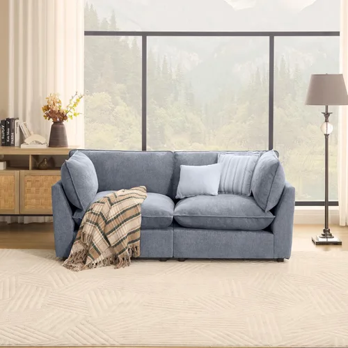 Vista 18 de Iroomy Sofá modular seccional, sofá de nube de gran tamaño - otomano - Beige Premium Chenille, Without Compress, Oversized, Cloud Comfort, Thick