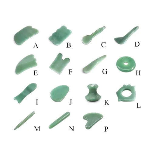 Vista 8 de Herramienta facial de Gua Sha para la barbilla herramienta de masaje de piedra de jade natural Gua Sha Junta para terapia de acupuntura de spa