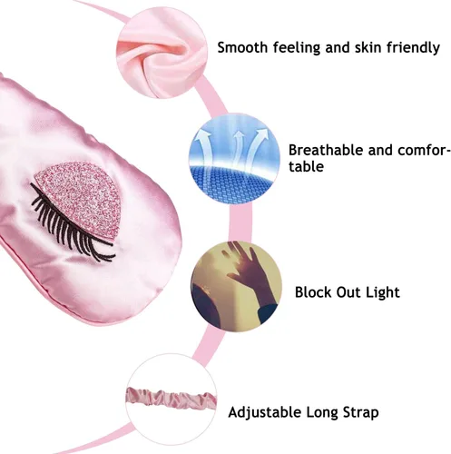 Vista 3 de Máscara para dormir, Ulbemoll - Máscara de seda para ojos de satén, suave, transpirable, cubierta de ojos de viaje, regalos con correa elástica