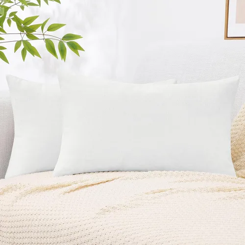 Vista 35 de decorUhome Juego de 2 fundas de almohada decorativas de felpilla Aqua Haze de 18 x 18 pulgadas, fundas de almohada suaves y sólidas teñidas