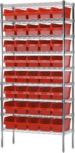 Vista 4 de Akro-Mils 30090 ShelfMax - Caja de almacenamiento de plástico, (12 x 6 x 6 pulgadas), color rojo, (paquete de 10)