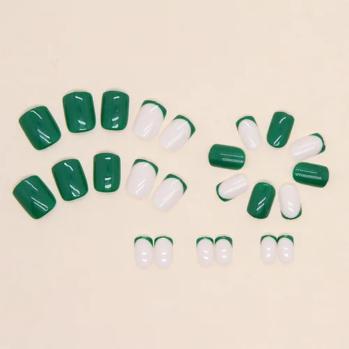 Vista 39 de Uñas postizas cuadradas cortas a presión, uñas postizas azules de cobertura completa con diseños de remolinos, uñas acrílicas brillantes de línea