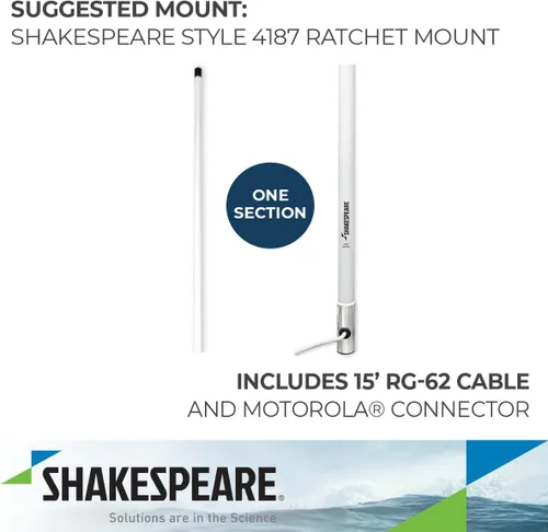 Vista 3 de Shakespeare Antena estéreo 5120 de 8' AM/FM con cable RG-62 de 15