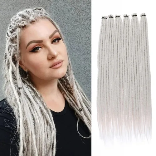 Vista 69 de Leeven Extensiones de Rastas Sintéticas de Doble Punta de 24 Pulgadas 30 Hebras Rastas Boho 613 Rubio 3 Estilos Mixtas Onduladas Rizadas DE Rastas