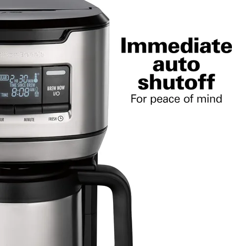 Vista 4 de Hamilton Beach Programmable Front-Fill Coffee Maker with Thermal Carafe (46391), 12 Cup Capacity, Black and Stainless