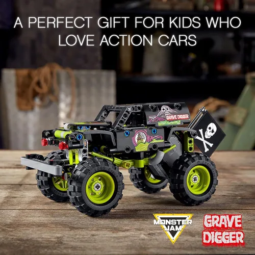 Vista 2 de LEGO Technic Monster Jam Grave Digger 42118 Set – Juguete de camión a buggy todoterreno, motor de retroceso, conjunto de juego de construcción