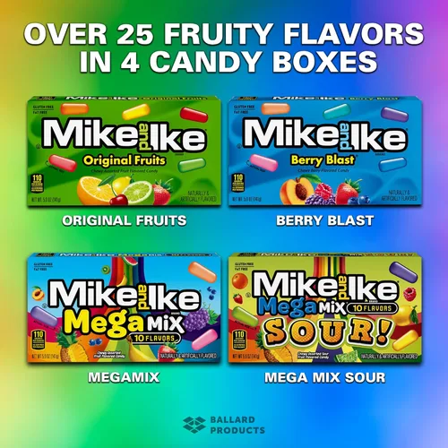 Vista 3 de Mike and Ike - Variedad de dulces masticables para cine – Paquete de dulces antiguos con bolsa de bolsillo Ballard Products