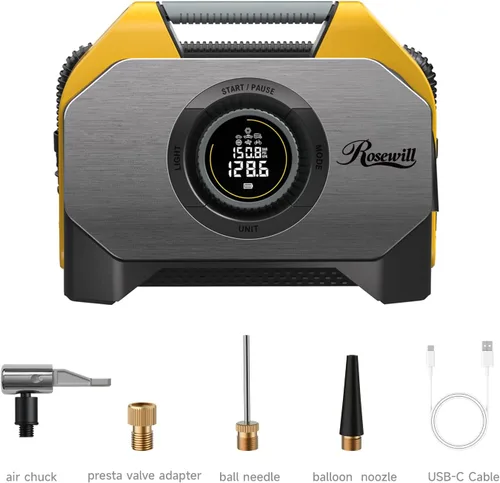 Vista 9 de Rosewill Vortex RS6C - Compresor de aire portátil inalámbrico para inflador de neumáticos, bomba de aire de 160 PSI para neumáticos de automóvil
