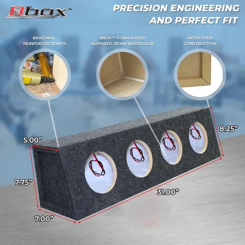Vista 4 de Atrend Bbox Pro Audio Tuned 4 Way 6.5 - Cajas de altavoces de coche con forma de cuña y caja de altavoces para una gran calidad de sonido