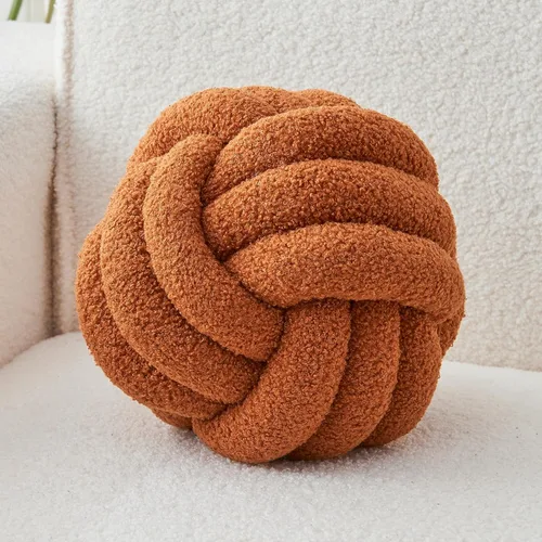 Vista 20 de LUSJNGE Almohada decorativa con nudo para el hogar, silla, sofá, cama, estética redonda, almohada decorativa con nudo de lana de cordero