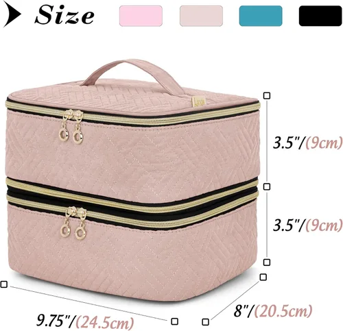 Vista 5 de LUXJA Organizador de esmalte de uñas desmontable de 2 capas, 60 botellas, Rosa pálido