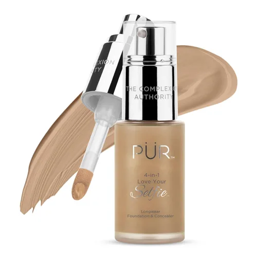 Vista 31 de PÜR MINERALS 4-in-1 Love Your Selfie Foundation & Concealer - Longwear Full Coverage Liquid Makeup Foundation with Hydrating Blend for