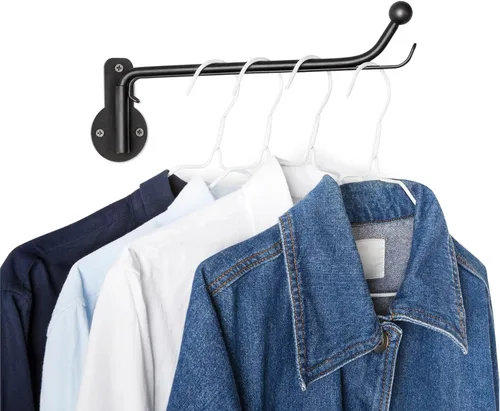 Mkono - Perchero de ropa montado en la pared, organizador de lavandería con brazo oscilante, varilla de colgar de metal que ahorra espacio para el