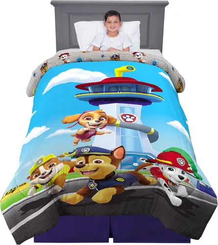 Franco Ropa de cama para niños, edredón reversible de microfibra súper suave, tamaño individual/matrimonial, Paw Patrol