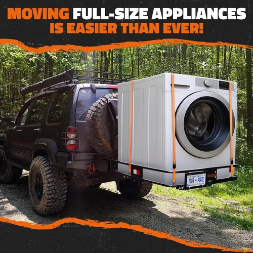 Vista 4 de Mockins Portaequipajes de Carga Cuadrado Extra Profundo para Enganche de Remolque de 40"x40"x6" con Soporte de Placa Capacidad de 500 Libras