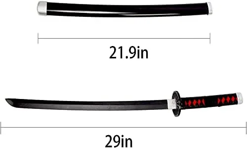 Vista 4 de Duodoyso Demon Slayer - Espada de anime samurái Katana Kamado Tanjirou viene con cinturón accesorios de cosplay de 299 pulgadas actividades de anime