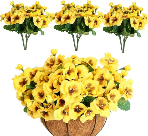 Vista 8 de 6 arbustos artificiales resistentes a los rayos UV, resistentes a los rayos UV, no se decoloran, flores de plástico sintético, plantas falsas