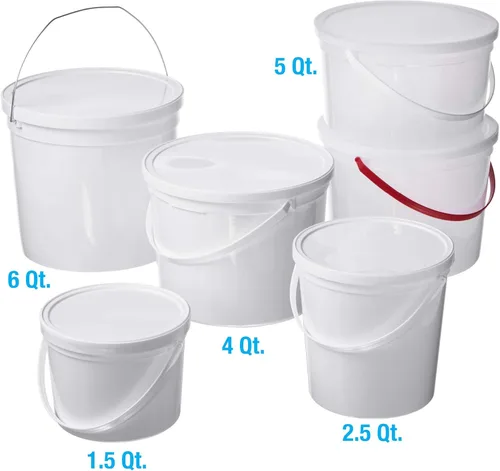 Vista 7 de Consolidated Plastics 42584 Cubeta con asa, polipropileno, 2.5 cuartos de galón, blanco, 10 piezas