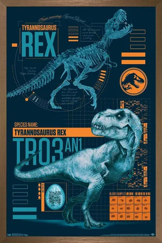 Vista 13 de Trends International Jurassic World: Fallen Kingdom - Póster de pared T-Rex, 14.725 x 22.375 pulgadas, versión enmarcada de madera de granero