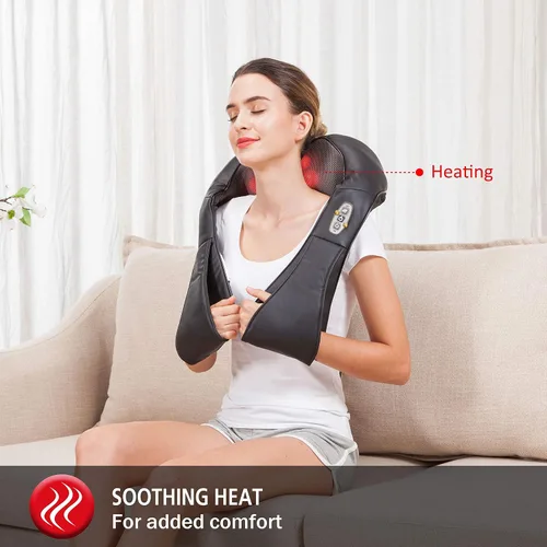 Vista 4 de Comfier Masajeador de espalda y cuello, cojín de asiento de masaje de tejido profundo, almohadilla para silla de masaje para alivio completo