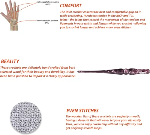 Vista 7 de Divit Shilp Ganchos de ganchillo con mango ergonómico Beta Aguja de tejer hecha a mano de resina de 7 pulgadas, tejido de hilo para manualidades