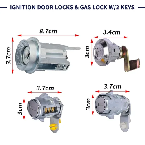 Vista 7 de Bloqueos de encendido y puerta de combustible con 2 llaves compatibles con camioneta Toyota Pickup 1992-1995 plateado