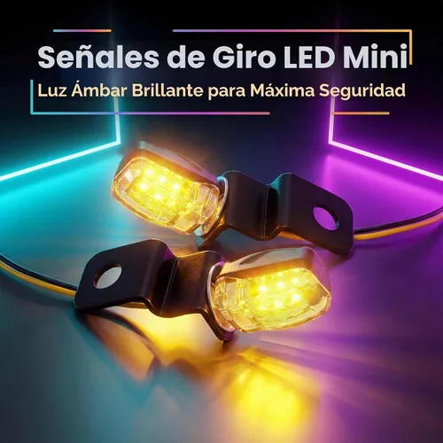 Vista 2 de ANKIA - 2 luces intermitentes universales para motocicleta, 12 V, mini LED Negro 01