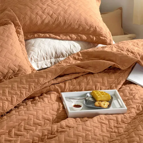 Vista 45 de Bedsure Colchas de tamaño Queen – Colchas ligeras tamaño Queen con patrón de tejido de canasta, ropa de cama suave, edredón de rosa polvorienta