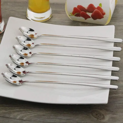 Vista 3 de Long Handle Spoon, 9-inch Ice Tea Spoon, DEALIGHT Premium 18/10 Stainless Steel Iced Teaspoon for Mixing, Cocktail Stirring, Tea, Coffee, Milkshake