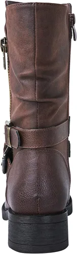 Vista 5 de GLOBALWIN - Botas de vestir a media pantorrilla para mujer, botas de motociclista para mujer