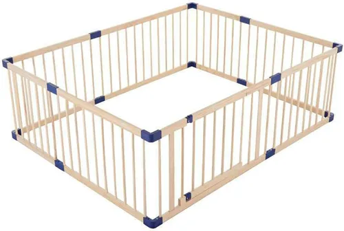 Vista 11 de Jolan Corralito de madera para bebés, valla de seguridad anticaídas, con puerta, para interiores y exteriores, centro de actividades para niños