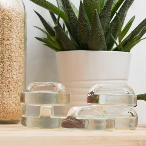 Vista 8 de Paquete de 5 – Fácil de agarrar – Agarrarlos con pinzas – Pesos de fermentación de vidrio con asas para tarros Mason de boca ancha