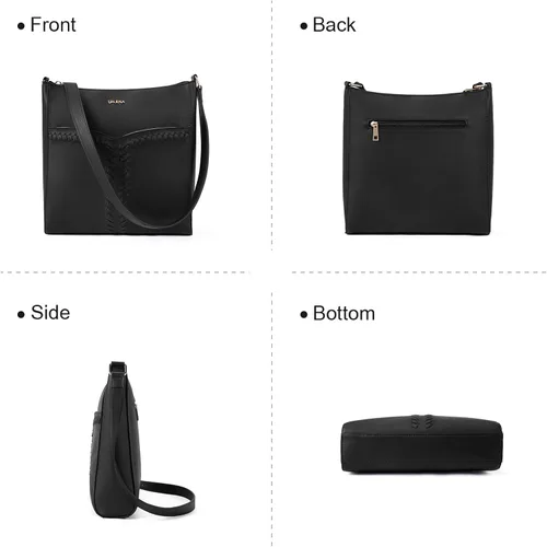 Vista 6 de Telena Monederos cruzados para mujer, de piel vegana, de moda, con correa ajustable para guitarra