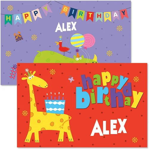 Birthday Buddies - Mantel individual personalizado para niños, laminado con gráficos brillantes, 11 x 17 pulgadas Lillian Vernon