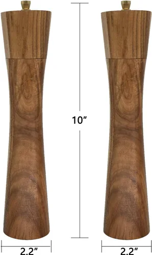Vista 2 de Molinillo de pimienta de madera de acacia con grosor ajustable, 10 pulgadas, 3 onzas, operación manual para entusiastas de la cocina