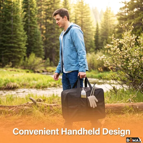 Vista 5 de BQMAX Bolsa de transporte para plancha Blackstone 17/22 con capucha y soporte, compatible con Blackstone 5035 bolsa de transporte para parrilla negra