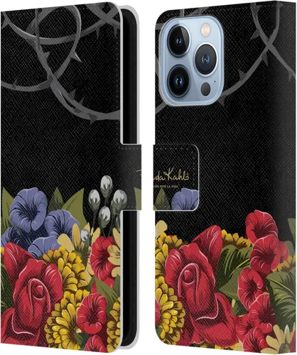 Vista 9 de Head Case Designs Funda con licencia oficial de Frida Kahlo Portrait Red Florals - Funda de piel tipo cartera compatible con Apple iPhone 14 Pro