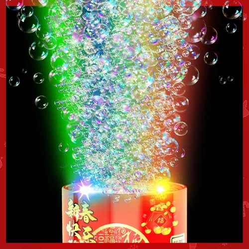 Vista 5 de Máquina de burbujas (4 unidades, 20 agujeros) con luces LED, juguetes automáticos para soplar burbujas, fabricante de burbujas portátil para bodas