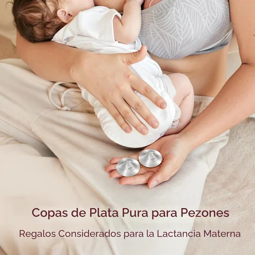 Vista 6 de Momcozy Copas de lactancia de plata 999, diseño original perforado transpirable, cubierta de pezón de plata 999 para lactancia materna, protector