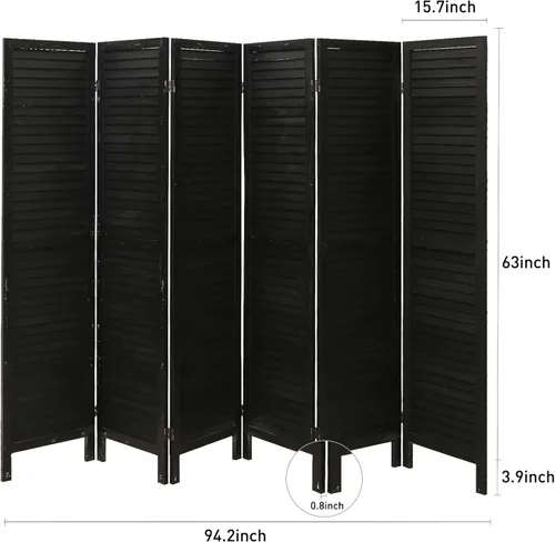 Vista 43 de ECOMEX Divisor de habitación de madera con 8 rejillas de 5.6 pies de alto, paneles de pantalla de privacidad plegables, pared divisora