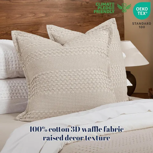 Vista 62 de PHF - Fundas de almohada 100% algodón con tejido gofre europeo, 26 x 26 pulgadas, 2 unidades para decoración elegante del hogar, para cama, sin