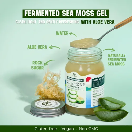 Vista 3 de Naturally Fermented Sea Moss Gel, Aloe Vera, 13 oz (385g)
