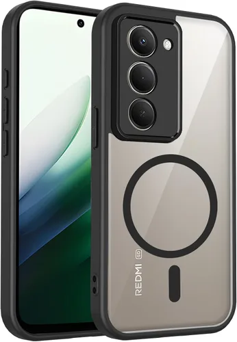 Vista 83 de Funda magnética transparente compatible con Xiaomi 17T, color negro 2 en 1 PC + TPU cubierta de teléfono a prueba de golpes, carcasa protectora