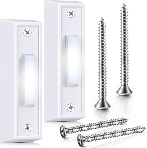 Vista 16 de Saillong 1 botón de timbre iluminado, botón de timbre con cable, timbre de repuesto montado en la pared de garaje con luz LED compatible con la luz