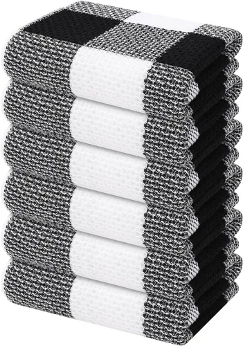 Vista 44 de Mordimy Trapos de cocina a cuadros 100% algodón, 12 x 12 pulgadas, súper suaves y absorbentes, de secado rápido, trapos de cocina para cocina, Beige