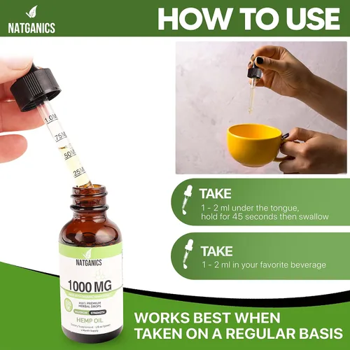 Vista 9 de Aceite de cáñamo orgánico de 1000 mg – Gotas de aceite de cáñamo ultra premium de 1000 mg – Tintura de extracto de aceite de cáñamo natural – Gotas