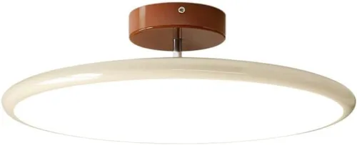 Vista 4 de Round Semi Flush Mount Ceiling Light Retro Adjustable Three Color Temperature Eye Protection Indoor Lamp for Bedroom Office Kitchen Living Yellow